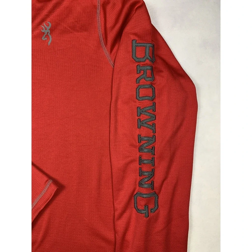 Browning Pullover Mens‎ XL Red 1/4 Zip Performance Shirt Hunting Logo